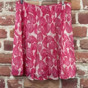 Vintage Bob Mackie Studio Skirt Women's 12 Pink 100% Silk Chic Floral Zip Up